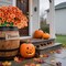 16 Bundles Artificial Fall Mums Flowers Outdoor – UV Resistant Faux Orange Autumn Flowers for Porch, Patio, Garden, Yard, Thanksgiving, Halloween & Farmhouse Home Decor